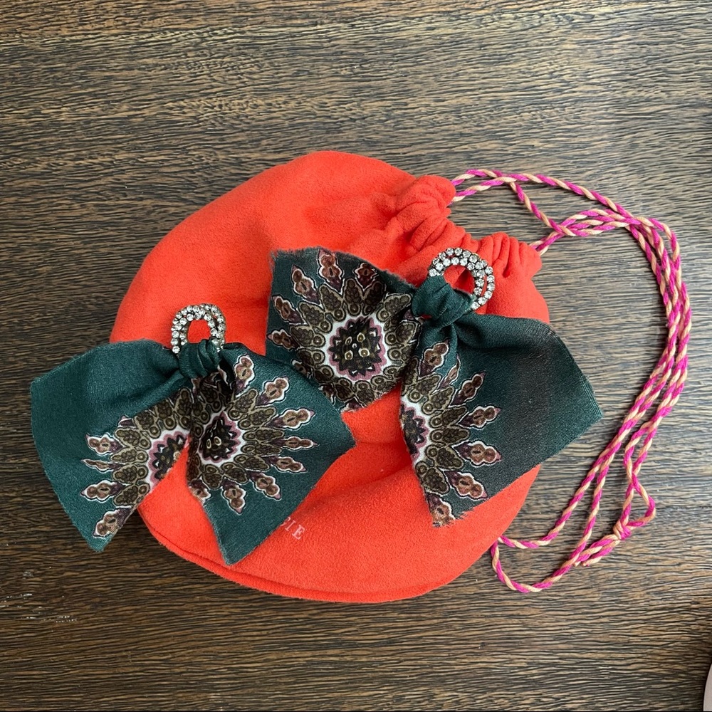NWOT Anthropologie Gisele Drop Earrings Dark Green